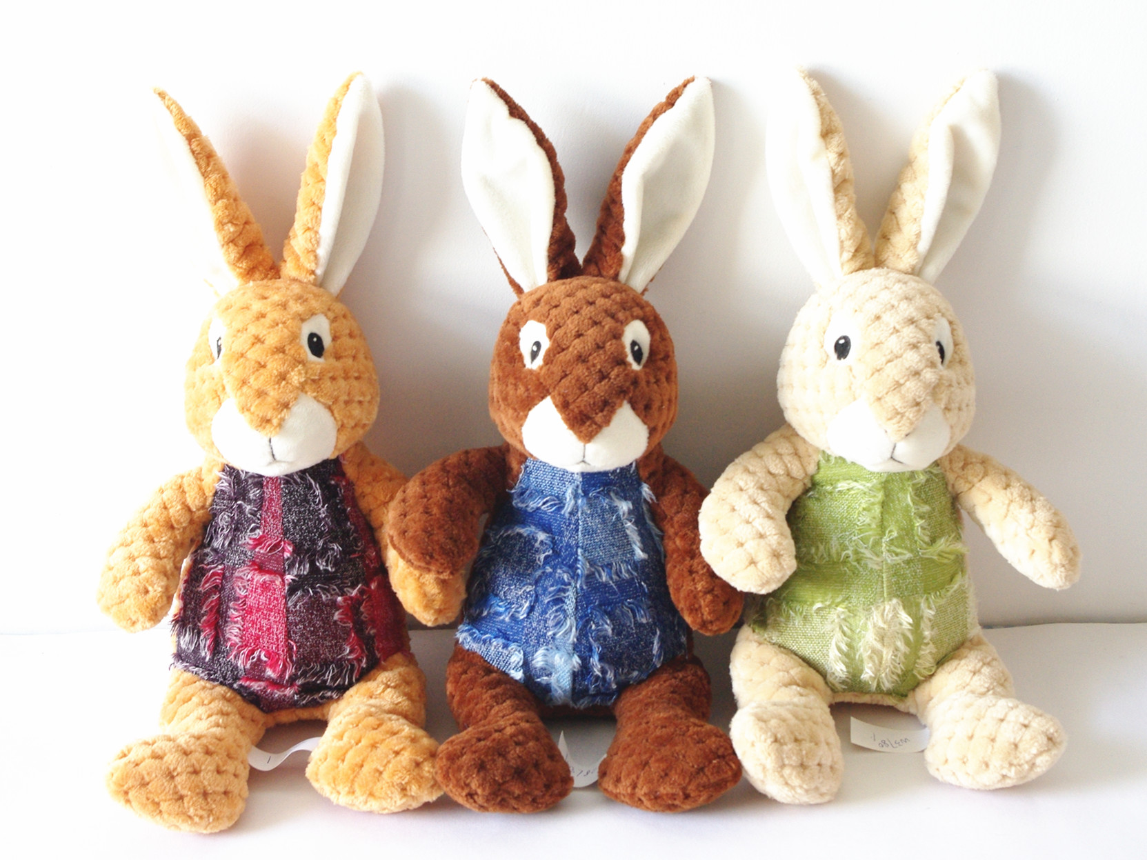 W3780 Patchwork Rabbit Plush Dog Toys with Squeaker