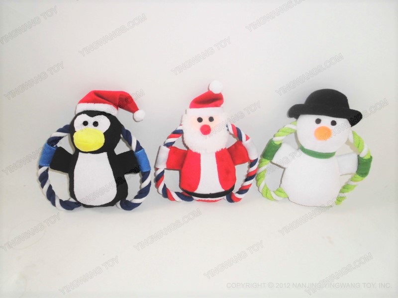 W3011 Christmas Rope Santa, Penguin,Snowman Dog Toy